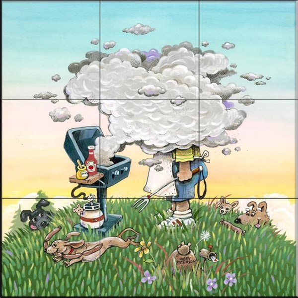 Ceramic Tile Mural - Grill Master - by Gary Patterson