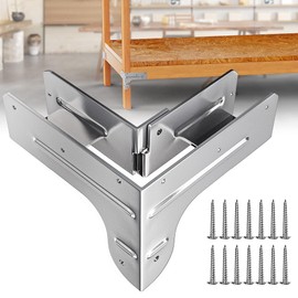 8 PCS Galvanized Steel Workbench Corner Bracket Kit - Heavy Duty 2x4 Shelf Brackets, 2x4 Basics Work Bench Kit for DIY Wood, Garage Workbench and Shelving Hardware Kit with Pre-Drilled 12 Holes