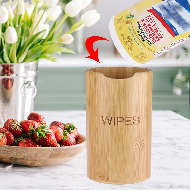 Kokone Bamboo Wipes Dispenser Compatible for Clorox Lysol, Farmhouse Wipes
