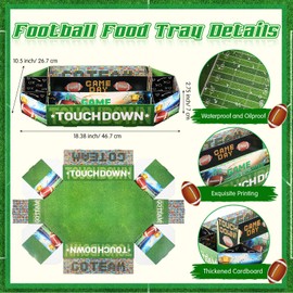 Tiangrid 3 Pcs Extra Large Football Party Supplies Kit Football Stadium Shape Football Paper Food Tray Disposable Snack Serving Trays Birthday Tailgate Football Sports Game Party Decorations Favors