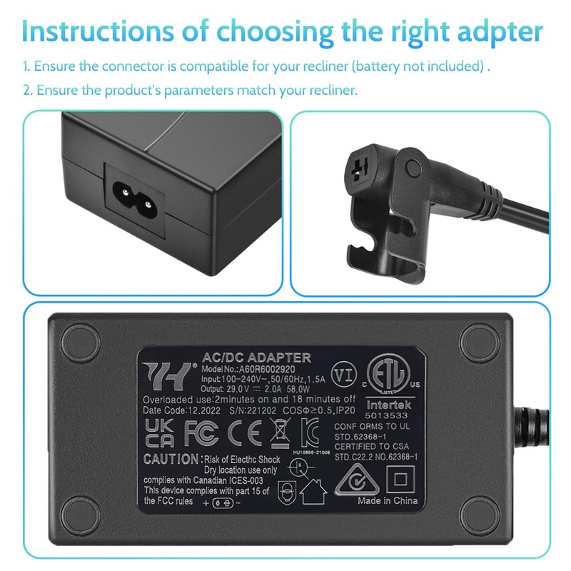 Sopito Wide Power Recliner Power Supply Kit 29V 2A 2-Pin