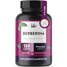 LIFE 360+ Berberina | 1000 Miligramos | 120 Cápsulas | Extracto HCL | Ingredientes de Origen Natural | Inulina de Agave | Suplemento Alimenticio | Sin Colorantes Artificiales