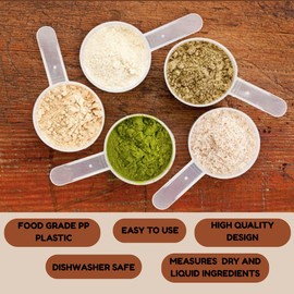 Plastic Measuring Scoop, 2 teaspoon (BOWL 10 cc | 10 mL) Long Handle Spoons for Powders, Granules, Coffee, Pet Food, Baking Supplies, Protein and Other Dry Goods, BPA Free (Set of 1)