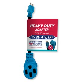 Connecticut Electric 50A to 15A RV Dogbone Adapter | NEMA 14-50R to NEMA 5-15P | Heavy Duty RV Adapter