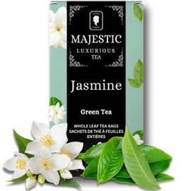 Majestic Tea_ Jasmine Green Tea| Loose Leaf Pyramid Tea Bags| Eco-conscious Tea Bags | Individually Wrapped 20 Tea Bags|.