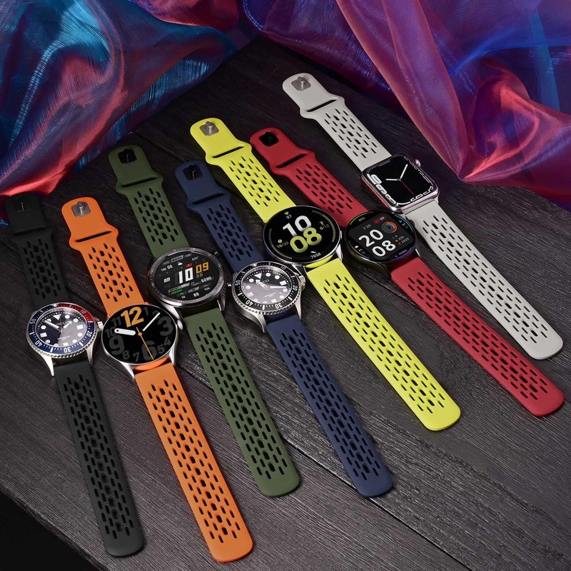 WOCCI 18mm Breathable Hollow Silicone Watch Band, Quick Release, Replacement