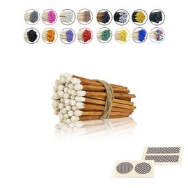 2” Inch Long Wooden Refill Matchsticks with Strike Stickers - Safety Matches Wholesale Bulk Loose by Chandler Studio (Brown Stem White Head, 200 Pieces)