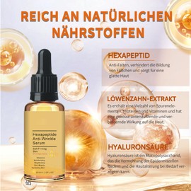 Shefave Peptide Serum, Gesichtspflege für Pralle und Straffe Haut zur Reduzierung Feiner Linien und Falten, 20% Collagen Hexapeptide Gesichtsserum Anti Aging Serum mit Hyaluron