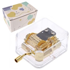 Pursuestar Fur Elise Music Box, Clear Gold Hand Crank Musical Box for Mom/Dad/Daughter/Son - Unique Best Gifts for Birthday Christmas Wedding Mother's Day