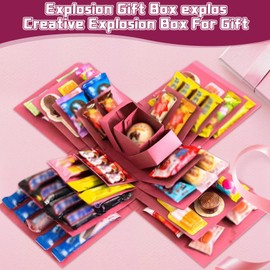 DIY Explosion Gift Box, 5 Layer Snack Explosion Box - Scrapbooking Boxes, Photo Album Scrapbook Folding Gift Boxes, Creative ExploSion BoX Gifts for Anniversary Birthday Valentine's Day and Wedding