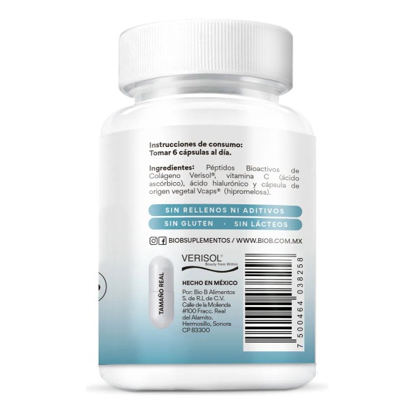 BIO B | Colágeno Hidrolizado 90 Cápsulas Veganas + Ácido