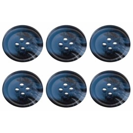 Pack of 6 Blue 20mm Round Faux Horn Sew On Plastic Buttons for Coats Jackets Cardigans Flat 4 Holes 32L