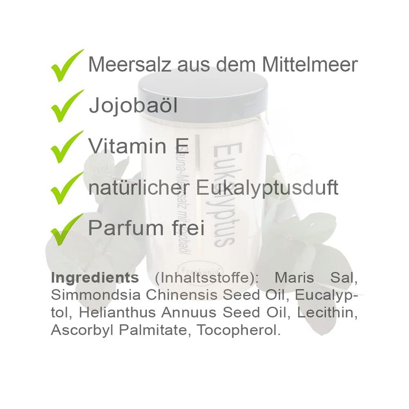 Sauna Salt Peeling Eucalyptus 400 g Allergy-Free Sea Salt Jojoba