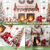 Christmas Fireplace Garage Door Decoration Background, Merry Christmas Tree Rustic