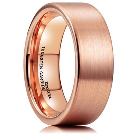 King Will 8mm Rose Gold Tungsten Carbide Wedding Ring Brushed Surface Comfort Fit 7