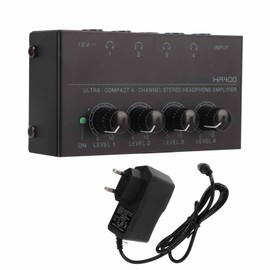 Headphone Amplifier 4 Channels Stereo Audio Amp Earphone Splitter 1/4in TS
