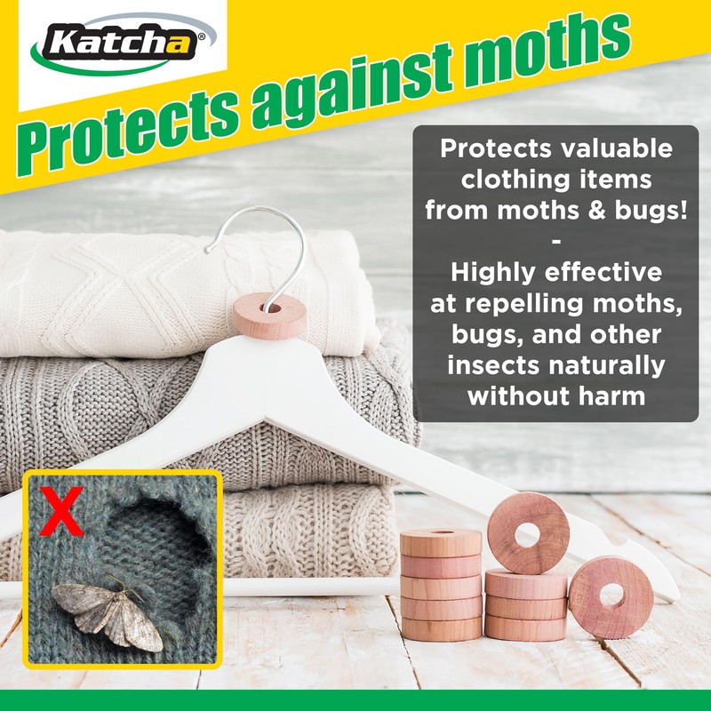 Katcha® Cedar Rings - 100% Natural Cedar Moth Repeller for