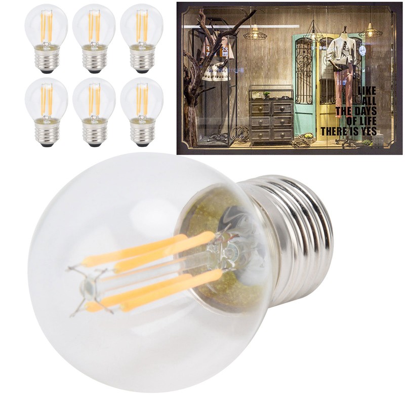 6PCS G45 E27 LED Light Bulb Transparent Glass Bulb Vintage