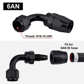 EVIL ENERGY 6AN Hose End Fitting 90 Degree Swivel for CPE Braided Hose Black