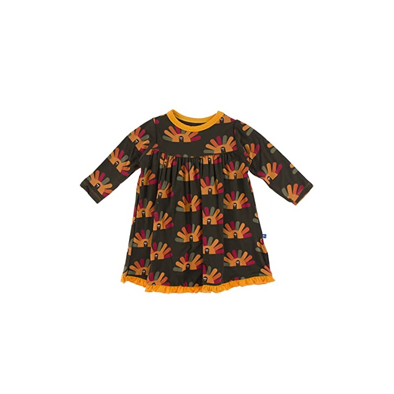 KicKee Pants Celebration Print Classic Long Sleeve Swing Dress, Bark