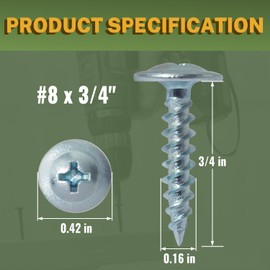 LIONMAX Wood Screws #8 x 3/4 Inch, 200-PCS, Self Tapping Phillips Modified Truss Head Wood Screw, Zinc Plated Rust Resistant, for Woodworking, Home Appliances, Indoor and Outdoor Use