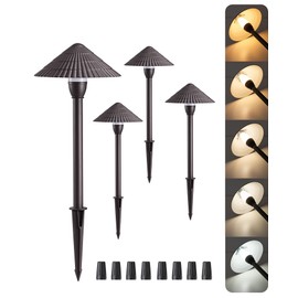 EDISHINE 5CCT Low Voltage Pathway Lights Wired, 2700K-5000K LED Landscape Path Lights, 12V AC/DC 3W 160LM Waterproof Outdoor Landscape Lighting for Sidewalk Garden, Black Aluminum, 4 Pack