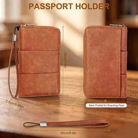 Porta Pasaporte Familiar, Porta Pasaporte con Bloqueo RFID, Funda de Pasaporte de Cuero PU Gran Capacidad Impermeable Pasaporte de Viajes con Soporte para Bolígrafo, Tarjetas de Crédito