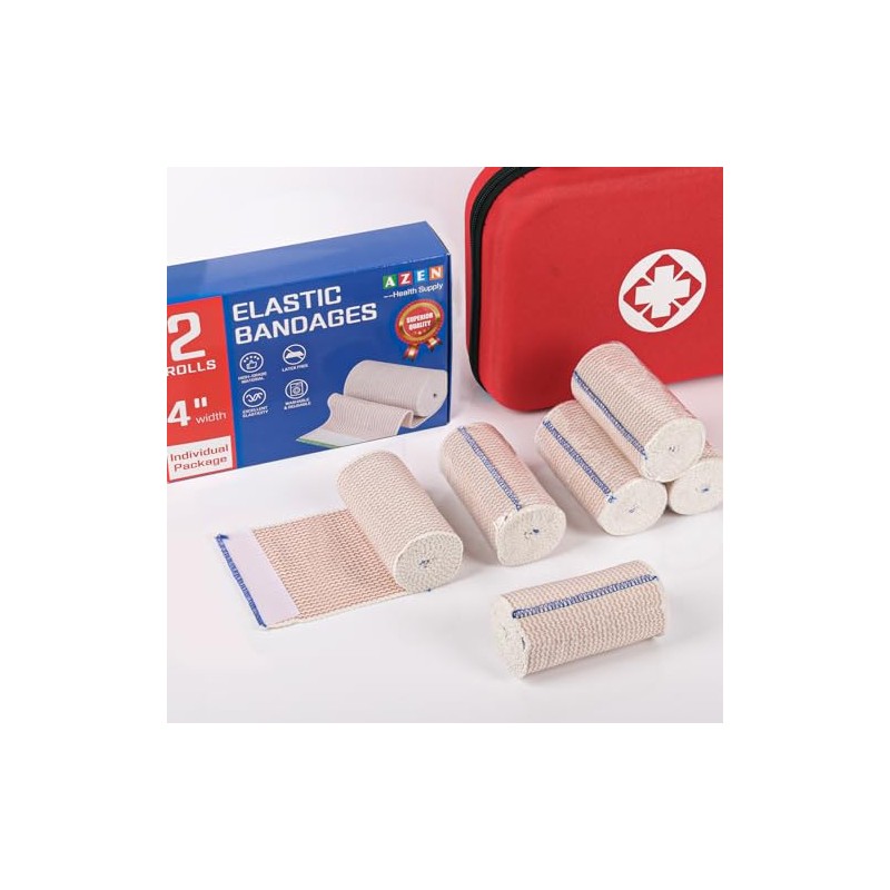 AZEN Premium 2 Pack Elastic Bandage Wrap 4 Inch, Compression