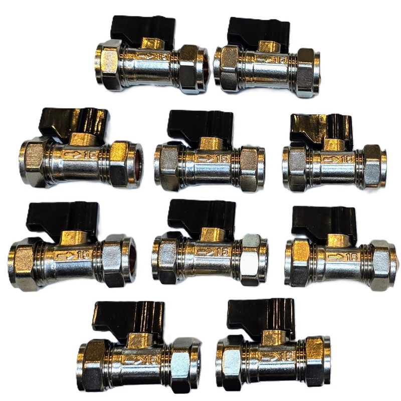 TC 15mm Compression Isolation Valve with Black Lever Handle Thumb