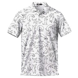 Funny Black Dog Golf Shirts for Men Vintage Mens Polo Shirts Casual Short Sleeve Button Up Golf Shirts 3