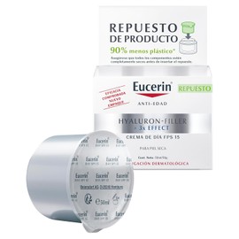 Eucerin Refill Crema anti edad Hyaluron-Filler Crema de Da FPS15 (50 ml) con cido hialurnico que ayuda a reducir lneas de expresin