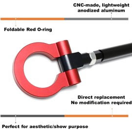 iJDMTOY KDM Sports Red Track Racing Style Tow Hook Ring Compatible with 2011-2018 Hyundai Veloster Front Bumper, Made of Lightweight Aluminum