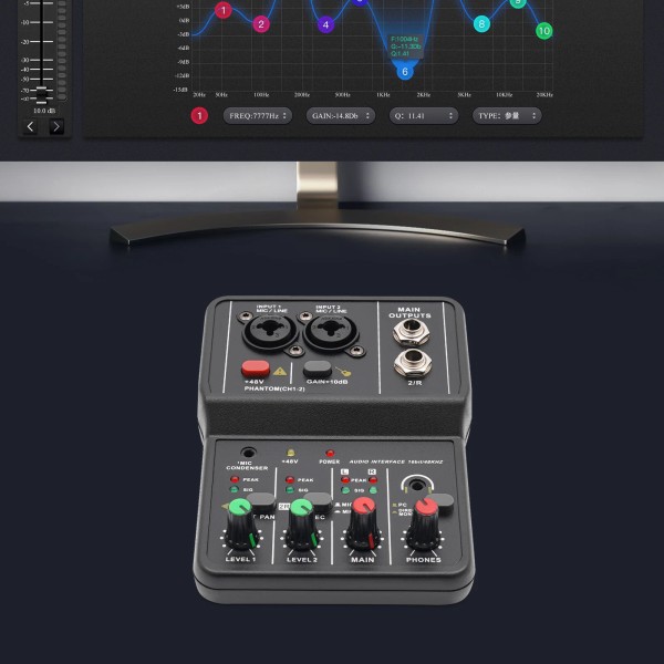Unbranded 2-Channel USB Audio Mixer with Phantom Power and Real-Time