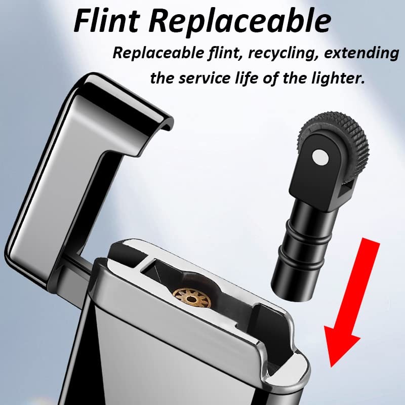Slim Torch Lighter, Jet Flame Refillable Butane Lighter with Wheel