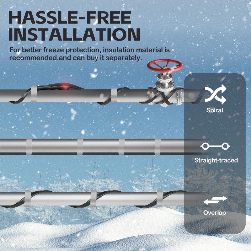 JDZKOMKE 100FT（3FT-200FT）Pipe Heating Cable for Pipe Freeze Protection, Heat Cable
