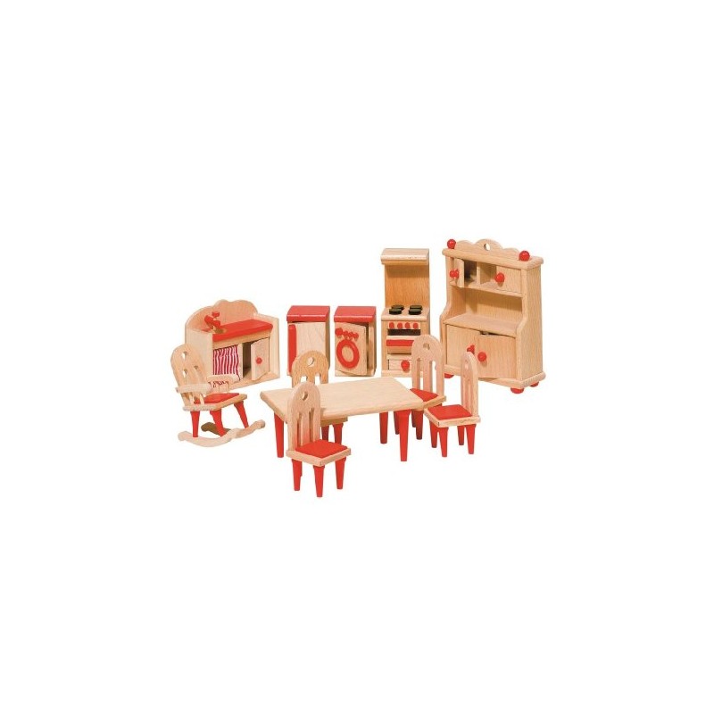 Goki 51951 Kitchen 11-Piece Dollhouse Furniture