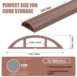 Floor Cord Cover for Wires 12FT Cord Hider Wire Cover Self Adhesive Cable Management for Floors Prevent Cable Trips Cable Floor Cover Cable Cavity 0.39" W x 0.27" H