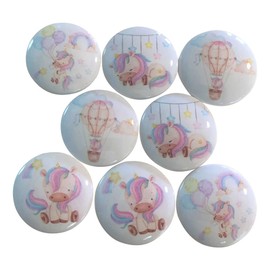 Cabinet Knobs, Knobs for Kitchen Cabinets and Drawers, Matching Cabinet Knobs and Pulls, 1.5" Round Dresser Knobs (Set of 8 Unicorn Baby Cabinet Knobs)
