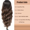 PORSMEER Long Wavy Brown Wig, 66 cm Centre Parting Curly