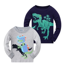 Little Boys Dinosaur Pyjamas Sets Cotton Long Sleeved Christmas Pjs for Kids Pajamas 2-7 Years Sleepwear - 4-Piece