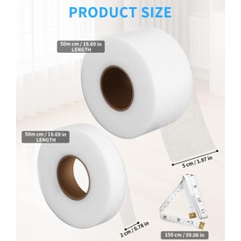 Hem Tape for Iron-On Ironing Tape Hem Tape Width 20 mm and 60 mm Seam Tape for Iron-On Washable Seam Tape for Splicing Fabrics