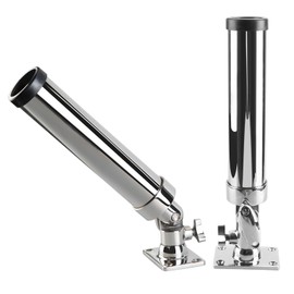 Adjustable Boat Fishing Rod Holder, 360° Rotating Marine Grade Stainless Steel 316 Deck Flat Mount Fishing Pole Holder Bracket for Kayak,Pontoon, Yacht Accessories (2 Pack)