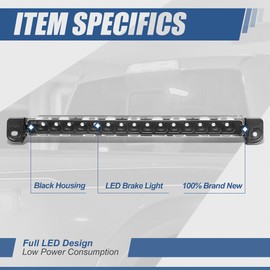 Auto Dynasty Full LED Black Third 3rd Rear High Mount Brake Light Stop Lamp Compatible with Pathfinder Infiniti QX4 01-04