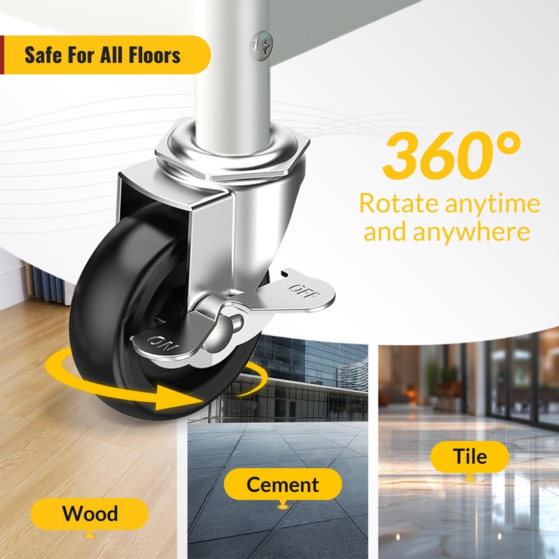 HOLKIE Caster Wheels 3 inch Locking Casters Set of 8,