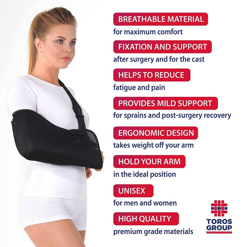 Breathable Arm Sling with Soft Padded Shoulder Strap - Blue