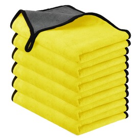 URAQT Mikrofasertücher Auto,6 PCS 500GSM Mikrofasertücher Multifunktionales Auto Motorrad Fusselfreie Handtuch,Auto Reinigungstuch Microfasertuch für Auto Haushalt Küche Fenster Gelb Grau-30x40CM