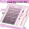 Losha Lash Extension Kit 144pcs Wispy Clusters 8-16mm C Curl
