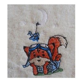 Aviator Fox (1357) - Embroidered Medium Weight Star Fleece Baby Blanket (Blue)