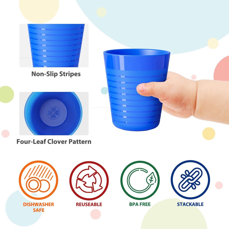Muulaii Set of 12 Kids Plastic Cups- 8 oz Children