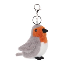 Apricot Lamb Bird Cute Keychain, Soft Stuffed Plush Keychain Toy for Kids Backpack Purse 10cm, Grey and orange